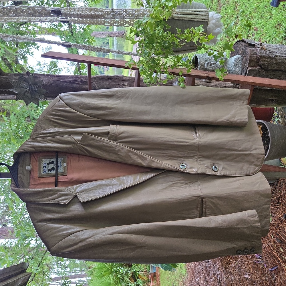 5850 Software Taupe Vintage Single-breasted Leather Blazer Size 44